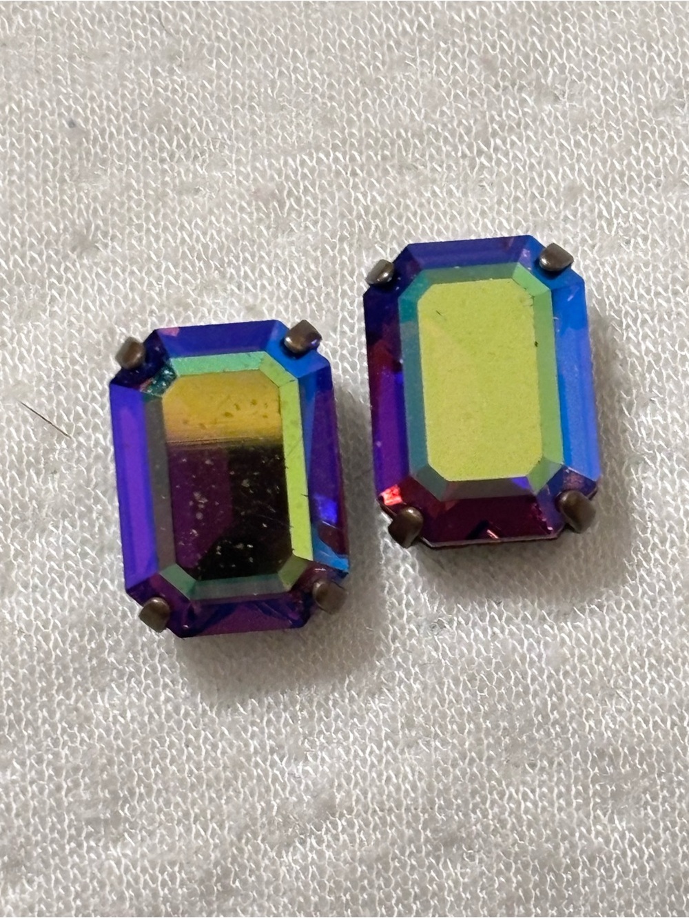 Sorrelli Iridescent Purple-Green Crystal Octagon Stud Earrings